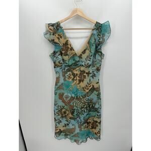 Breakin Loose Y2K 90s Dress Women 14 Midi Ruffle Floral Earthy Fairy Whimsigoth